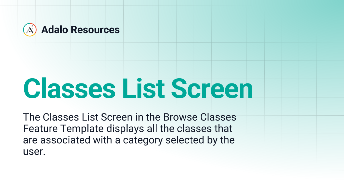 Classes List Screen | Adalo Resources