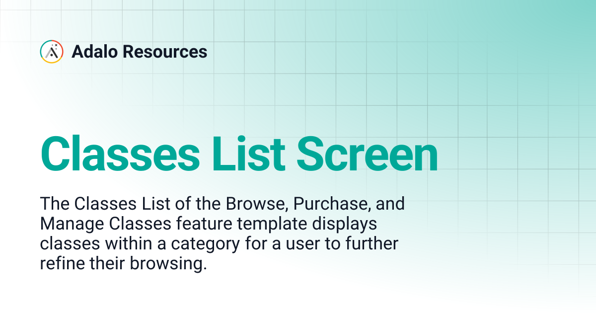 Classes List Screen | Adalo Resources