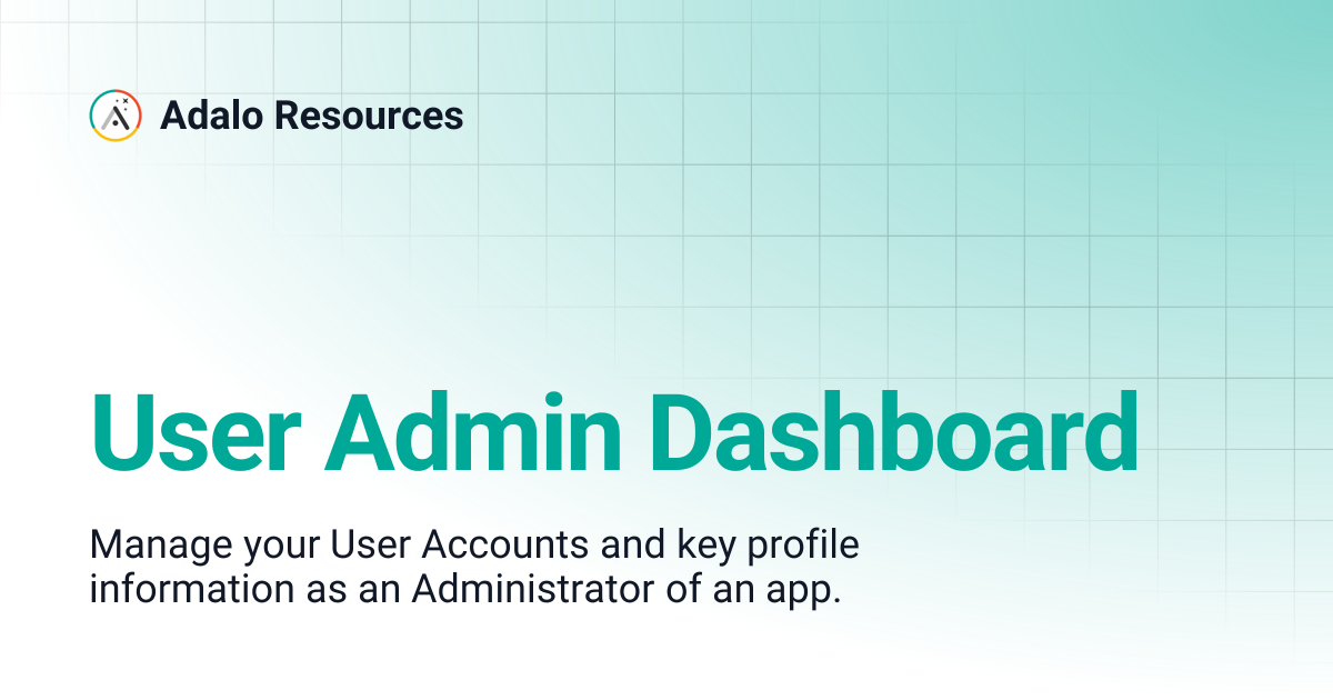 User Admin Dashboard | Adalo Resources