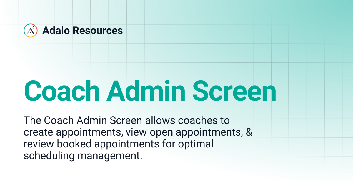 Coach Admin Screen | Adalo Resources