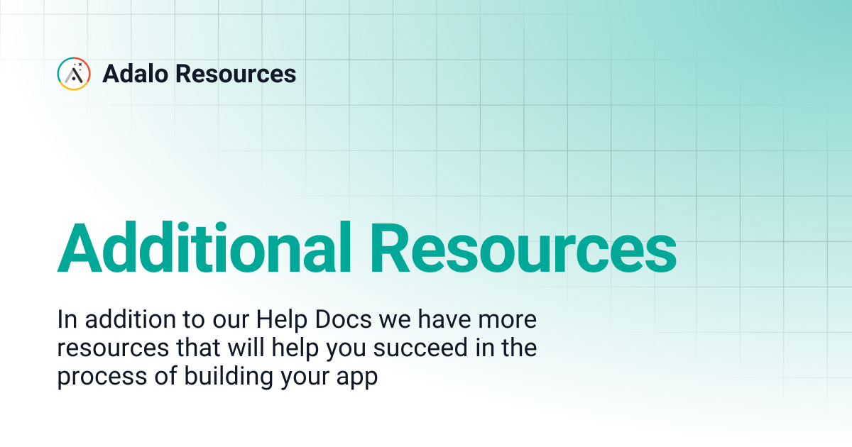 Additional Resources | Adalo Resources