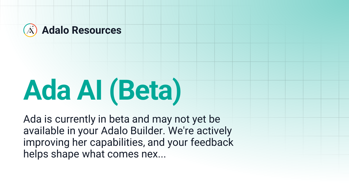 Ada AI (Beta) | Adalo Resources
