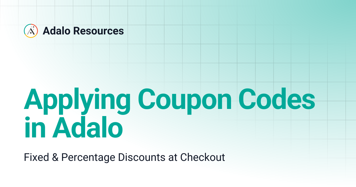 Applying Coupon Codes in Adalo | Adalo Resources